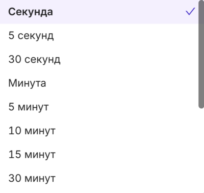 Новые грануляции минут и секунд