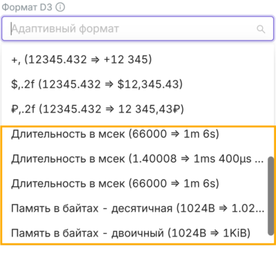 Форматирование в мсек и в байтах