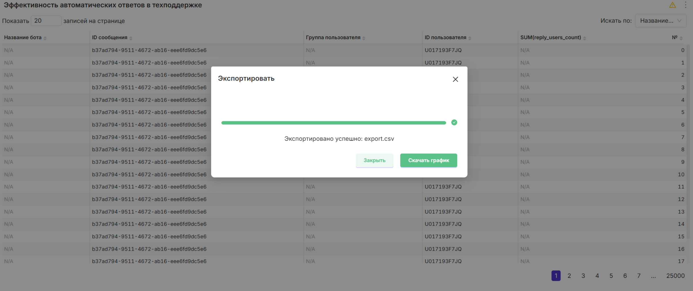 Экспорт CSV